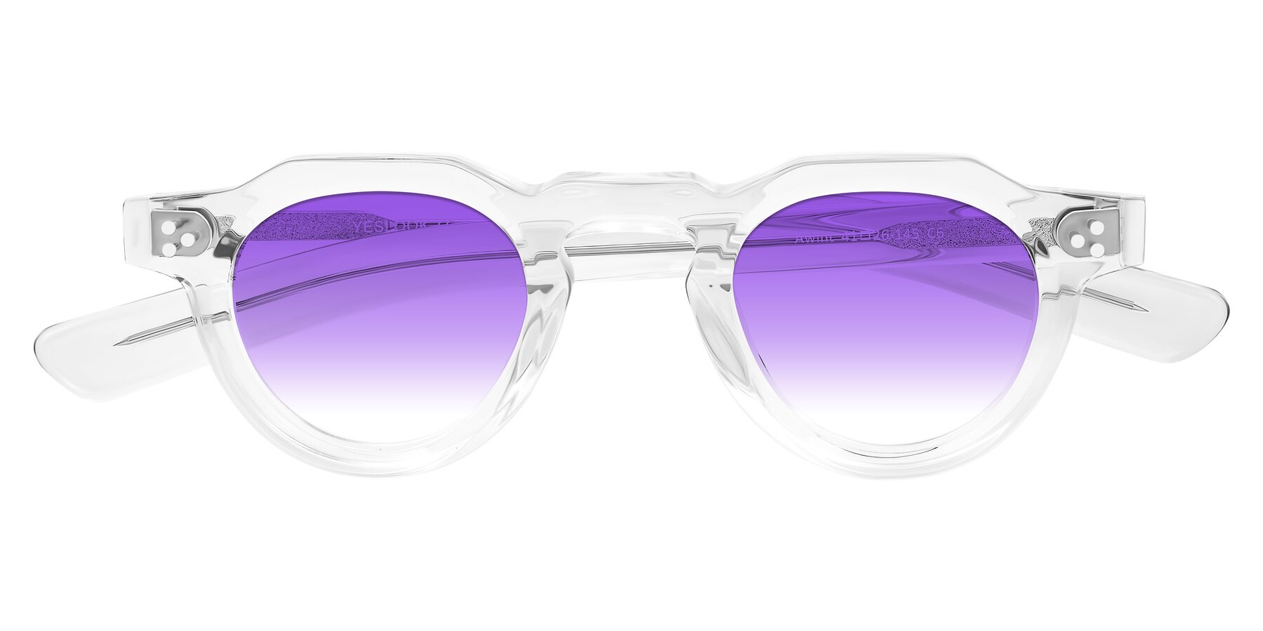 Folded Front of Awint in Clear with Purple Gradient Lenses