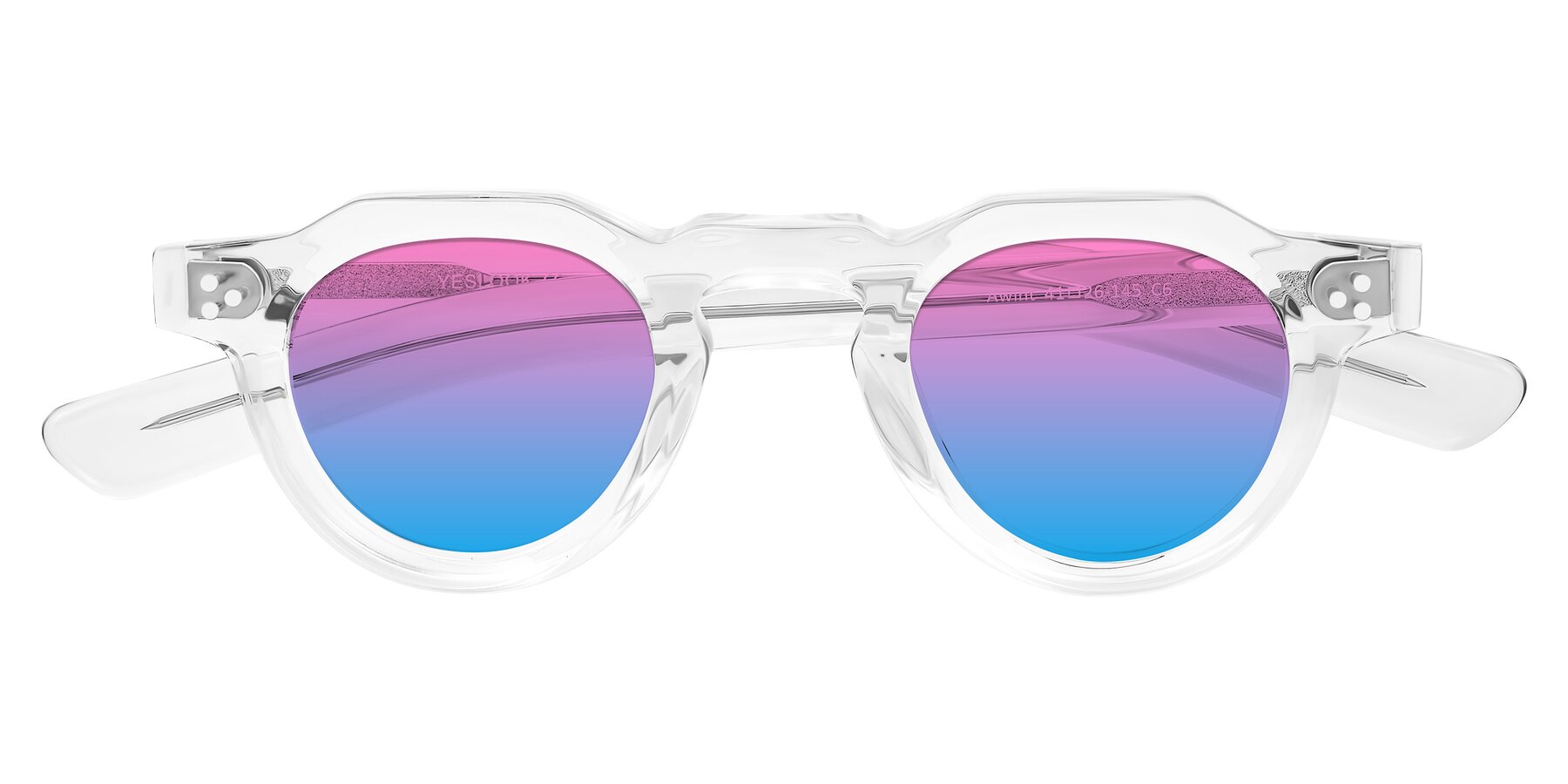 Folded Front of Awint in Clear with Pink / Blue Gradient Lenses