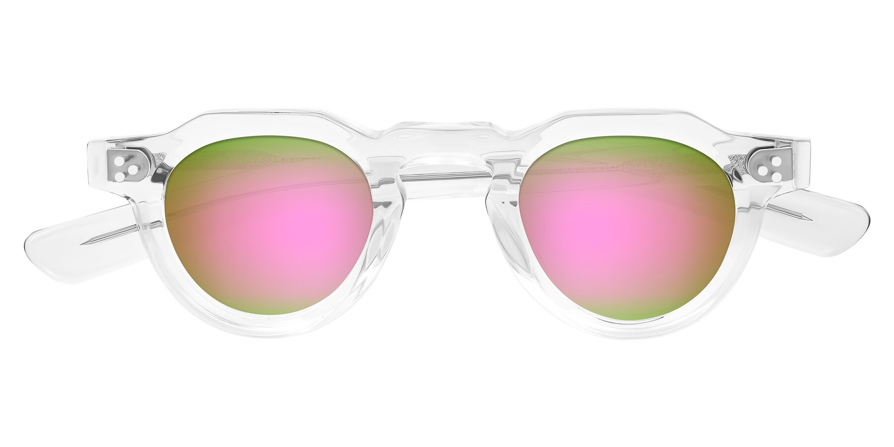 Folded Front of Awint in Clear with Pink Mirrored Lenses
