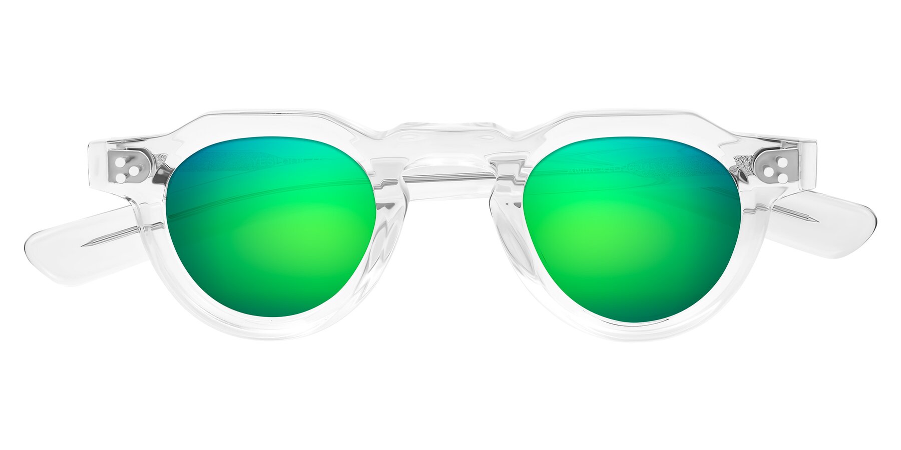 Folded Front of Awint in Clear with Green Mirrored Lenses