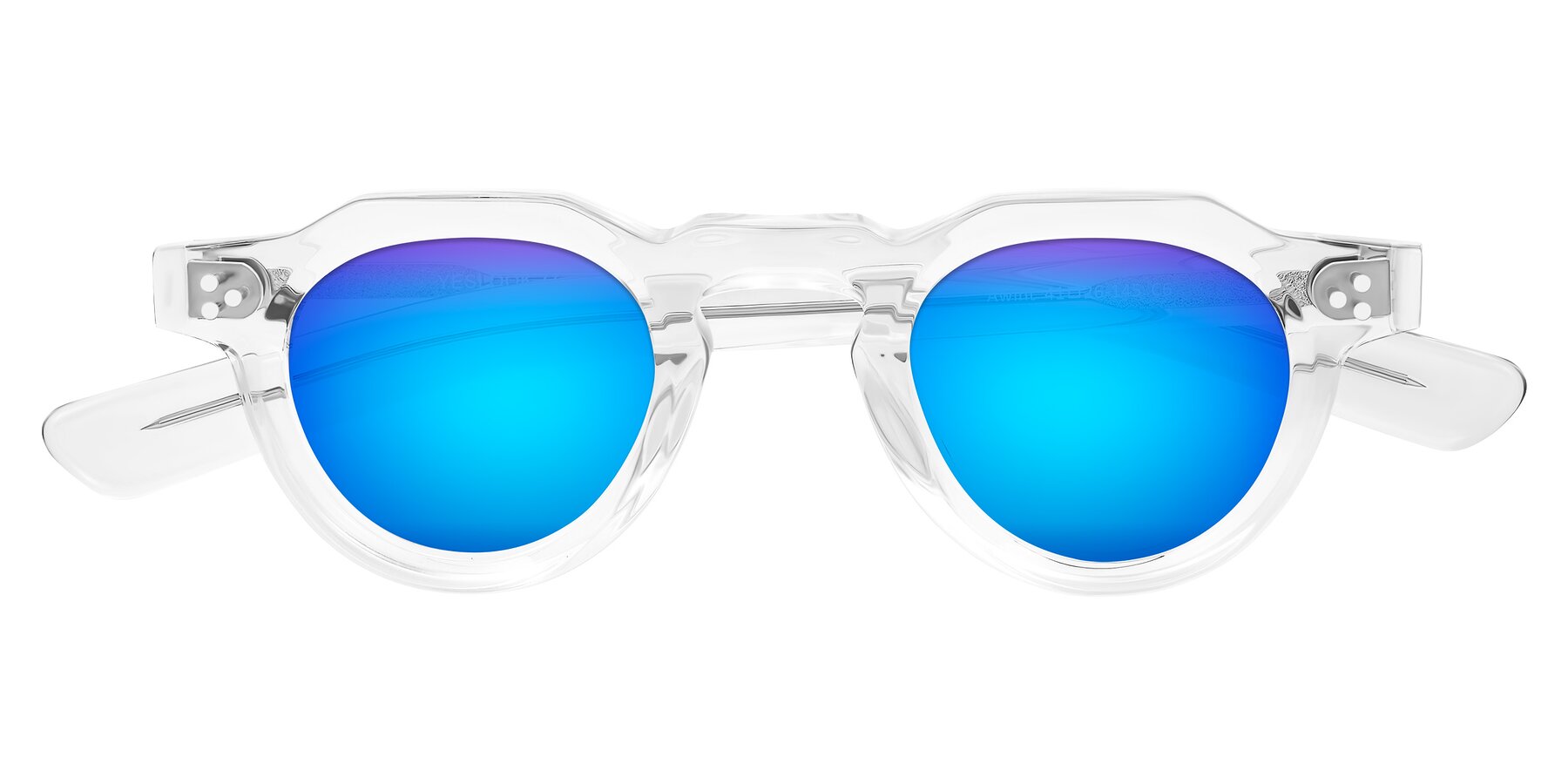 Folded Front of Awint in Clear with Blue Mirrored Lenses