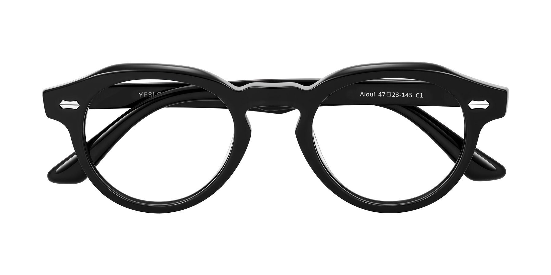 Folded Front of Aloul in Black with Clear Blue Light Blocking Lenses