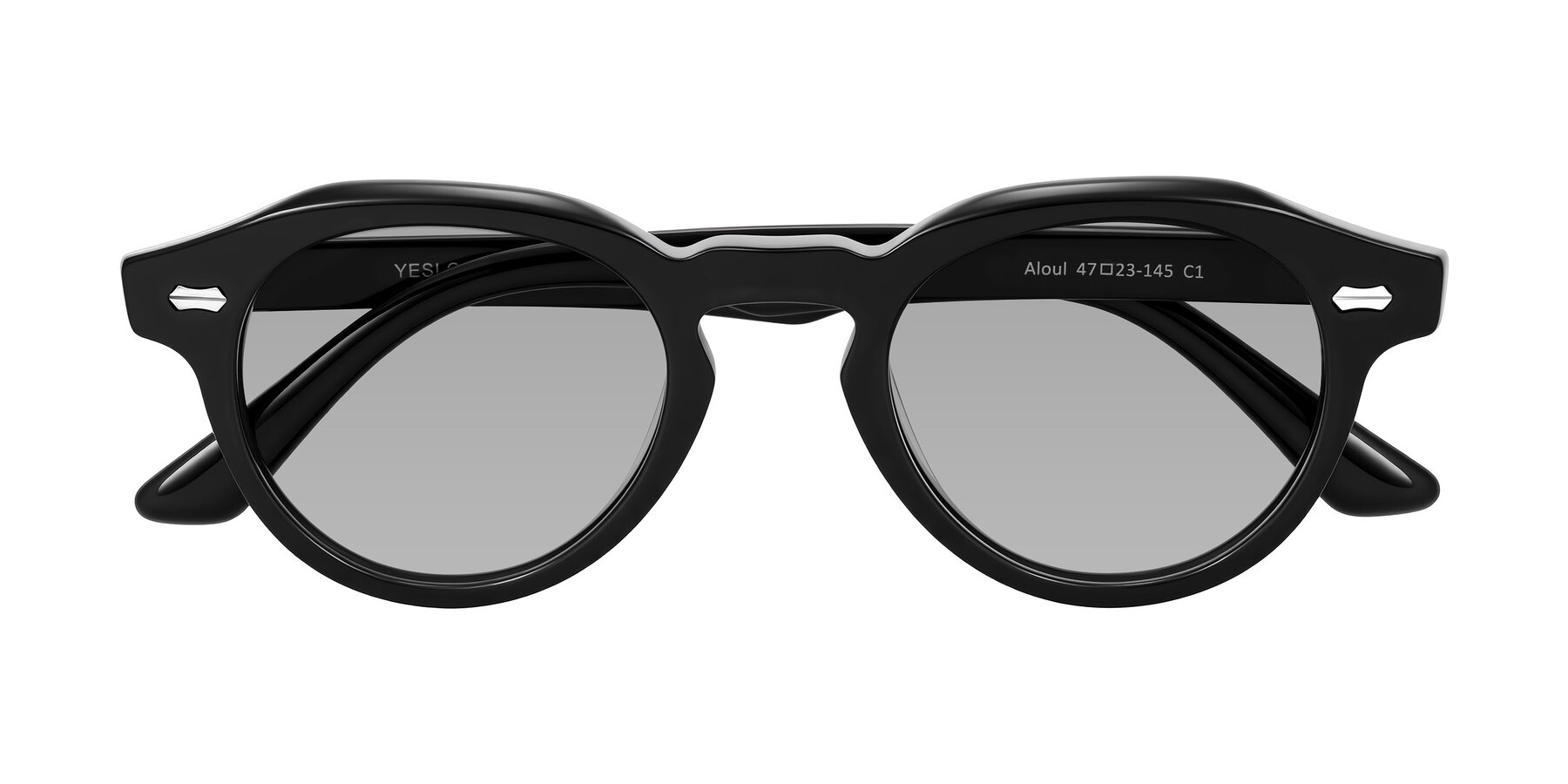 Folded Front of Aloul in Black with Light Gray Tinted Lenses