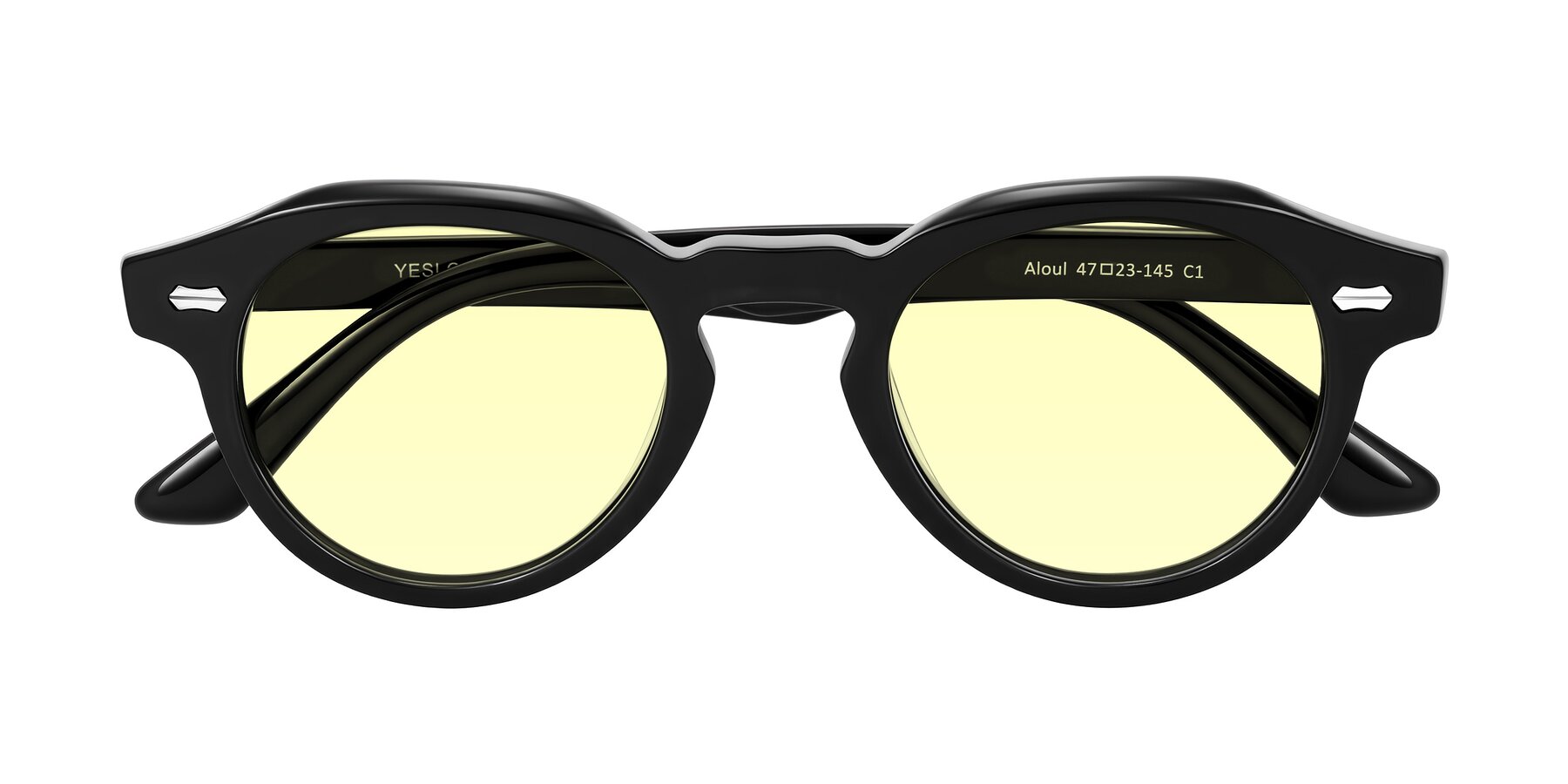 Folded Front of Aloul in Black with Light Yellow Tinted Lenses