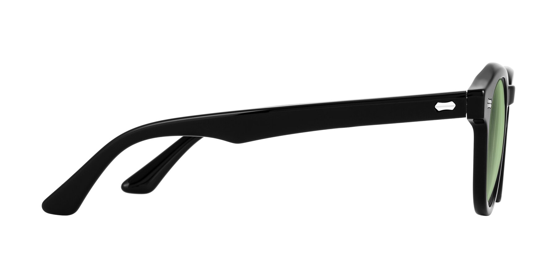 Side of Aloul in Black with Medium Green Tinted Lenses