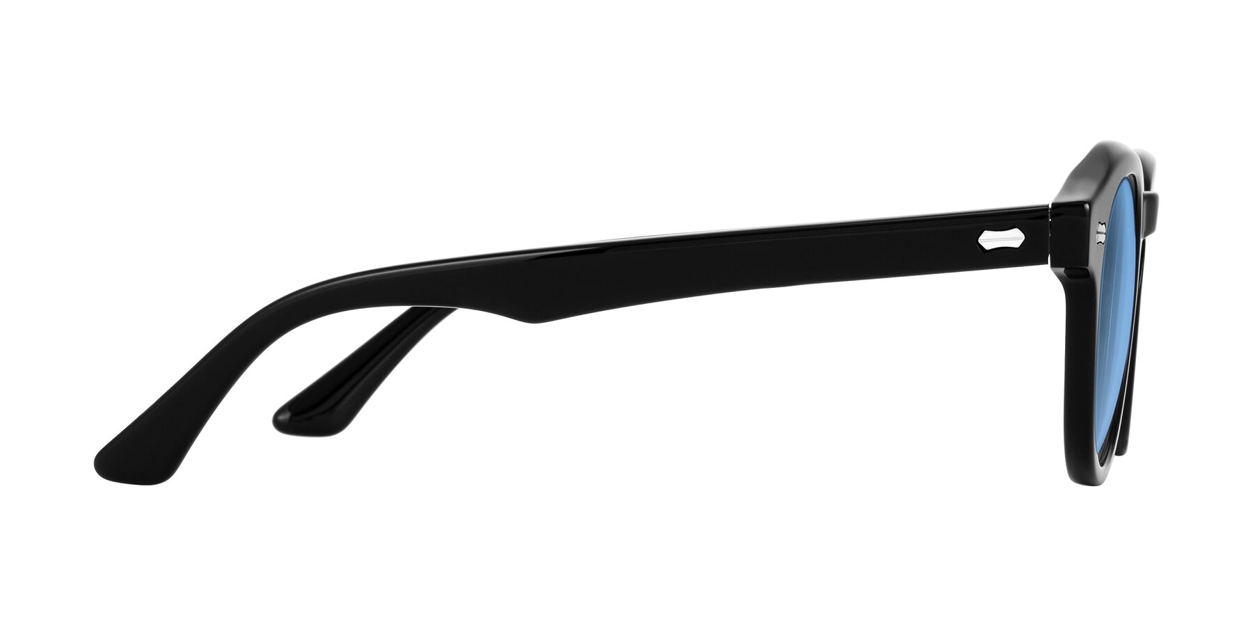 Side of Aloul in Black with Medium Blue Tinted Lenses