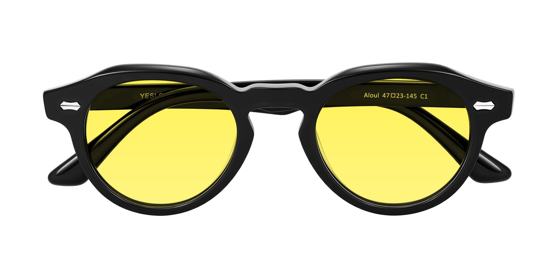 Folded Front of Aloul in Black with Medium Yellow Tinted Lenses