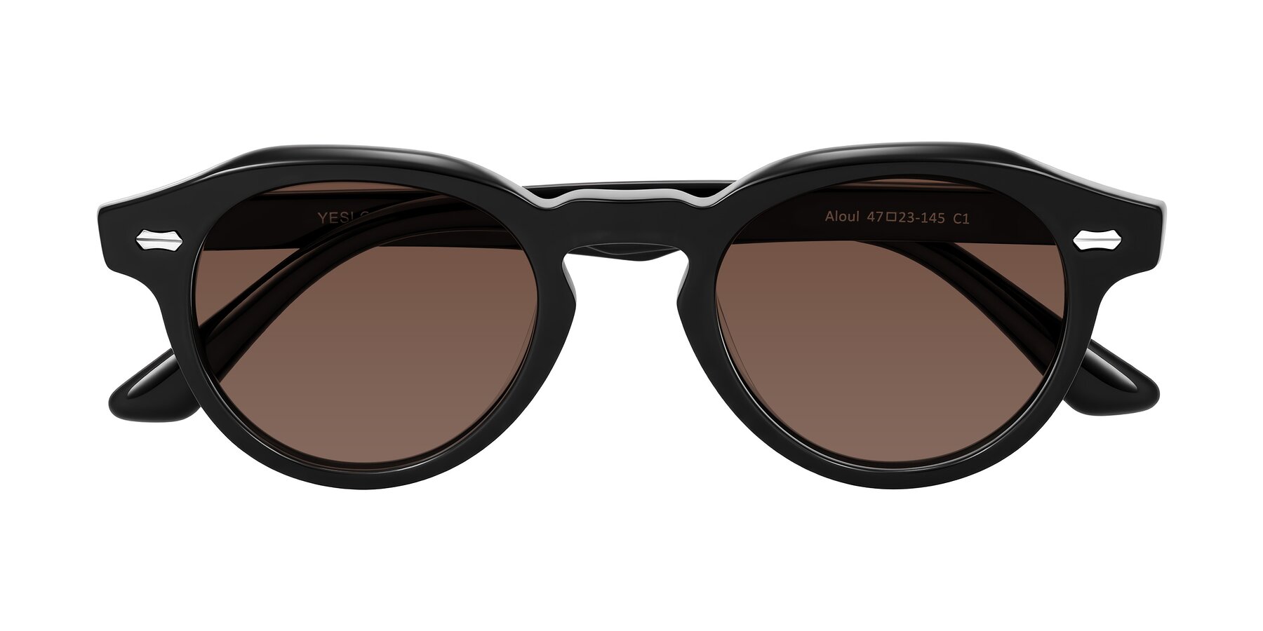 Folded Front of Aloul in Black with Brown Tinted Lenses