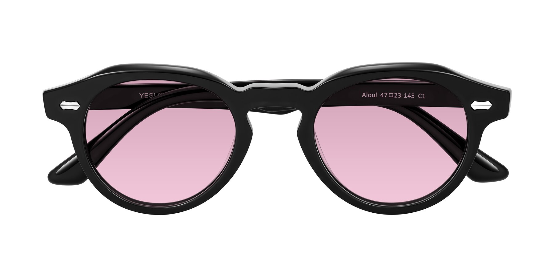 Folded Front of Aloul in Black with Light Wine Tinted Lenses