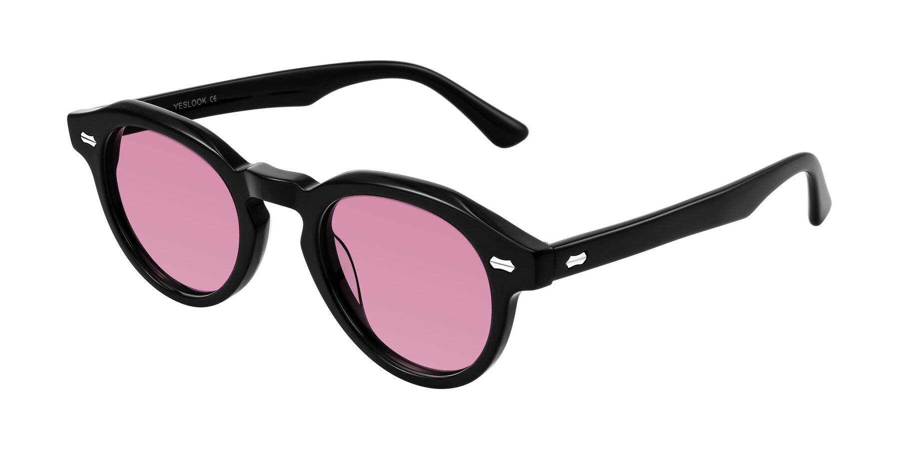 Angle of Aloul in Black with Medium Wine Tinted Lenses