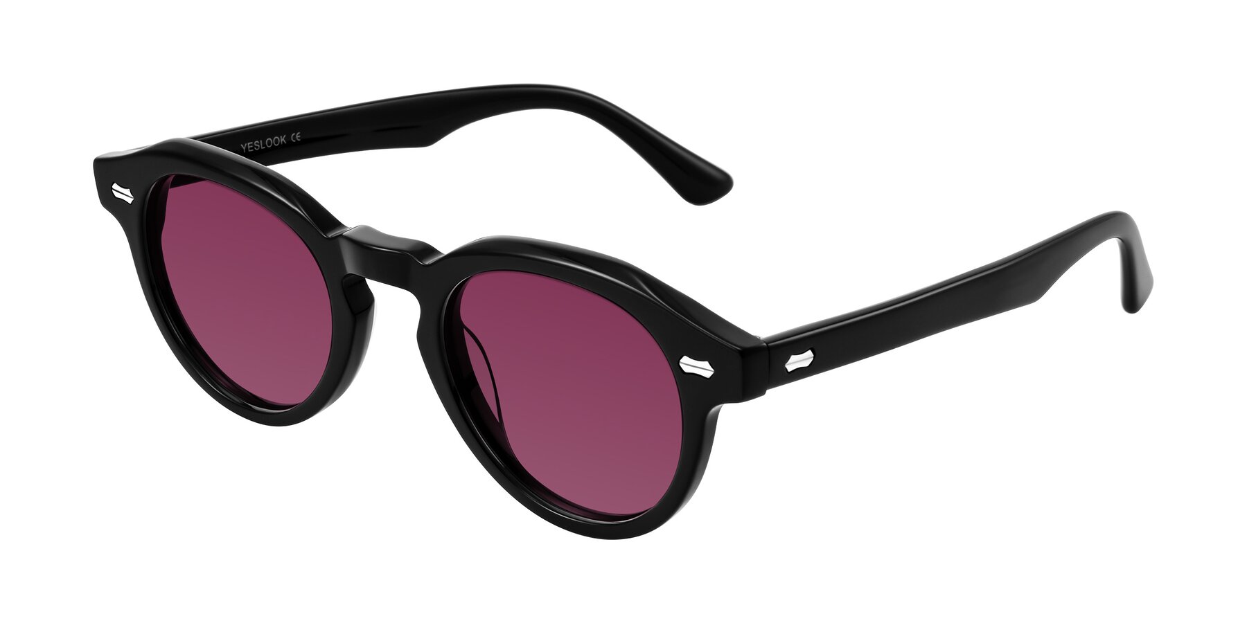 Angle of Aloul in Black with Wine Tinted Lenses
