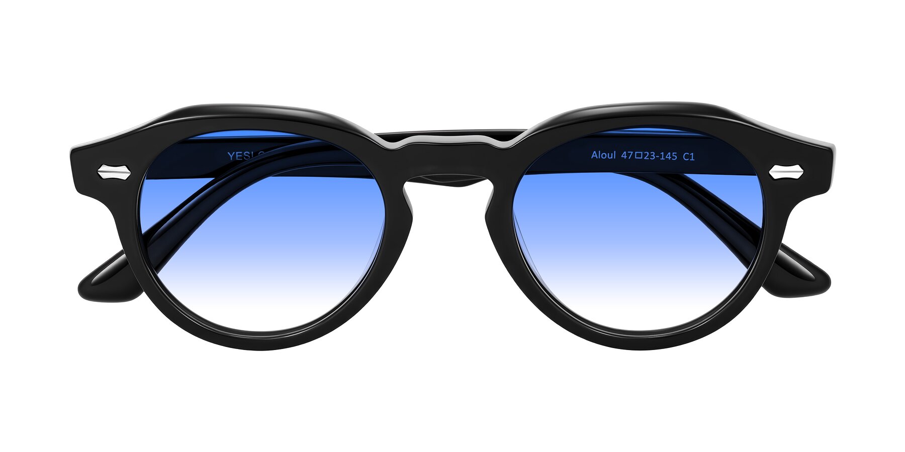 Folded Front of Aloul in Black with Blue Gradient Lenses