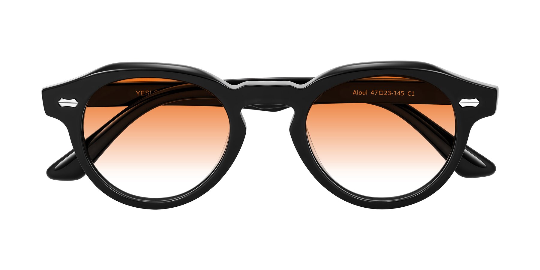 Folded Front of Aloul in Black with Orange Gradient Lenses