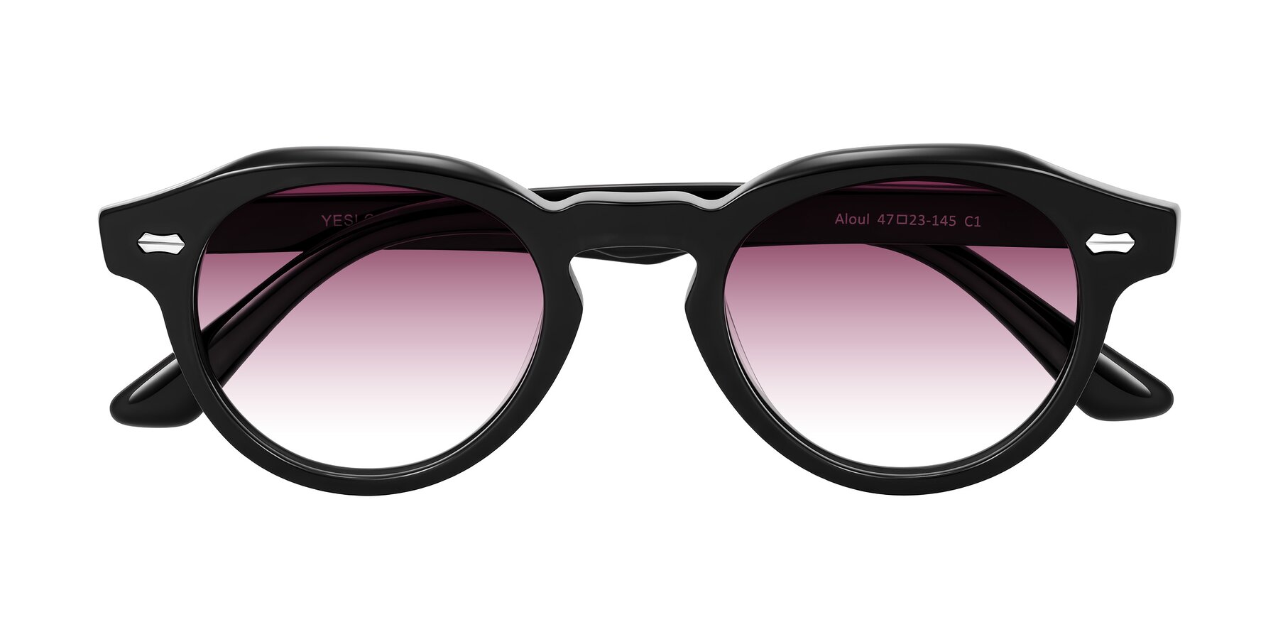 Folded Front of Aloul in Black with Wine Gradient Lenses