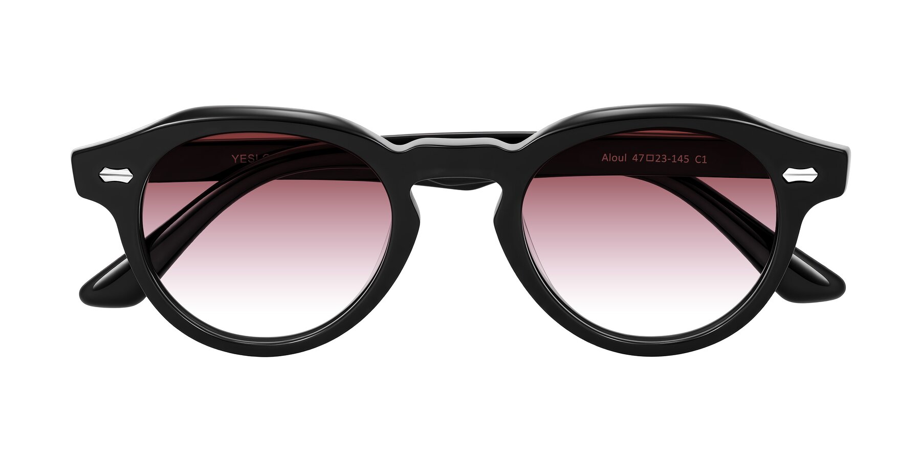 Folded Front of Aloul in Black with Garnet Gradient Lenses