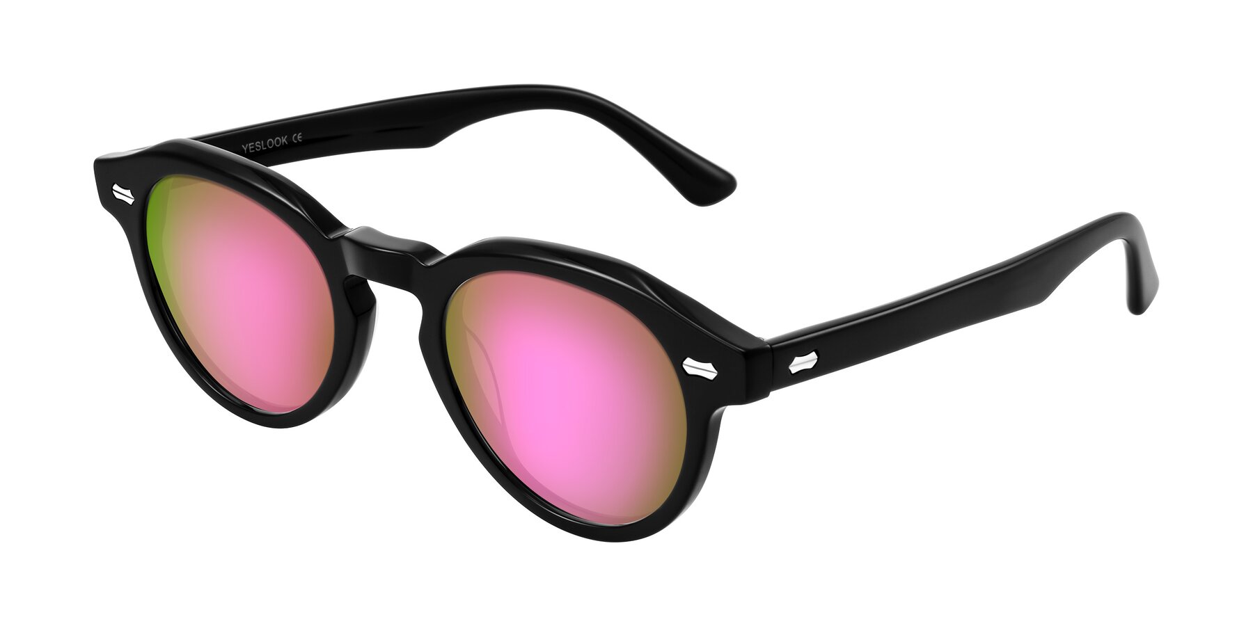 Angle of Aloul in Black with Pink Mirrored Lenses