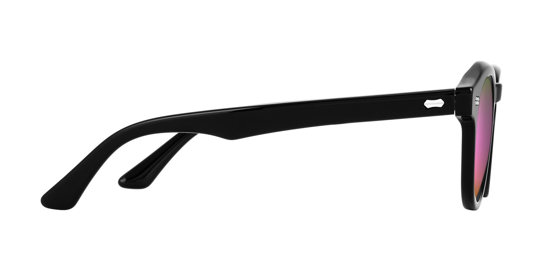 Side of Aloul in Black with Pink Mirrored Lenses