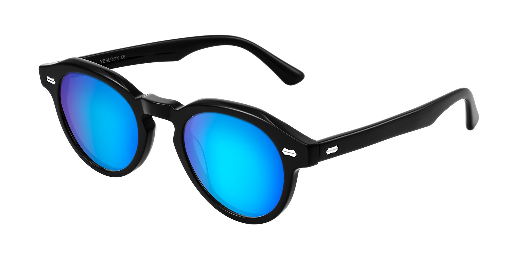 Angle of Aloul in Black with Blue Mirrored Lenses