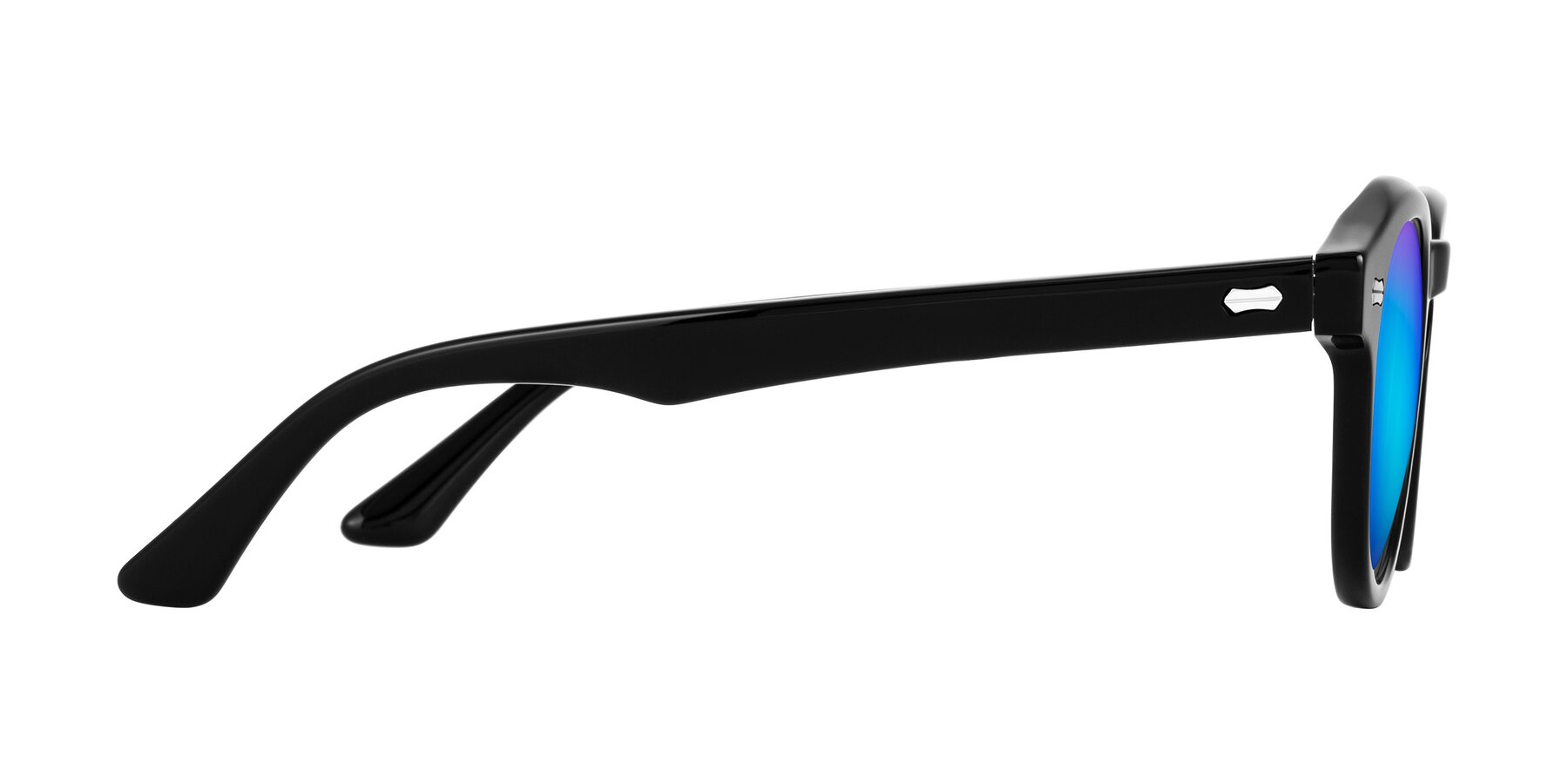 Side of Aloul in Black with Blue Mirrored Lenses