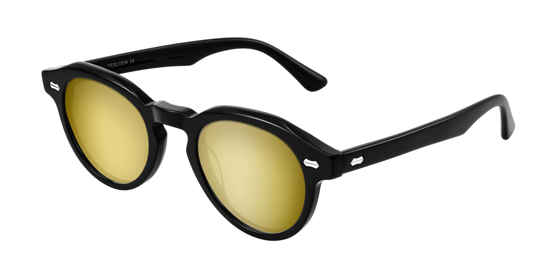Angle of Aloul in Black with Gold Mirrored Lenses