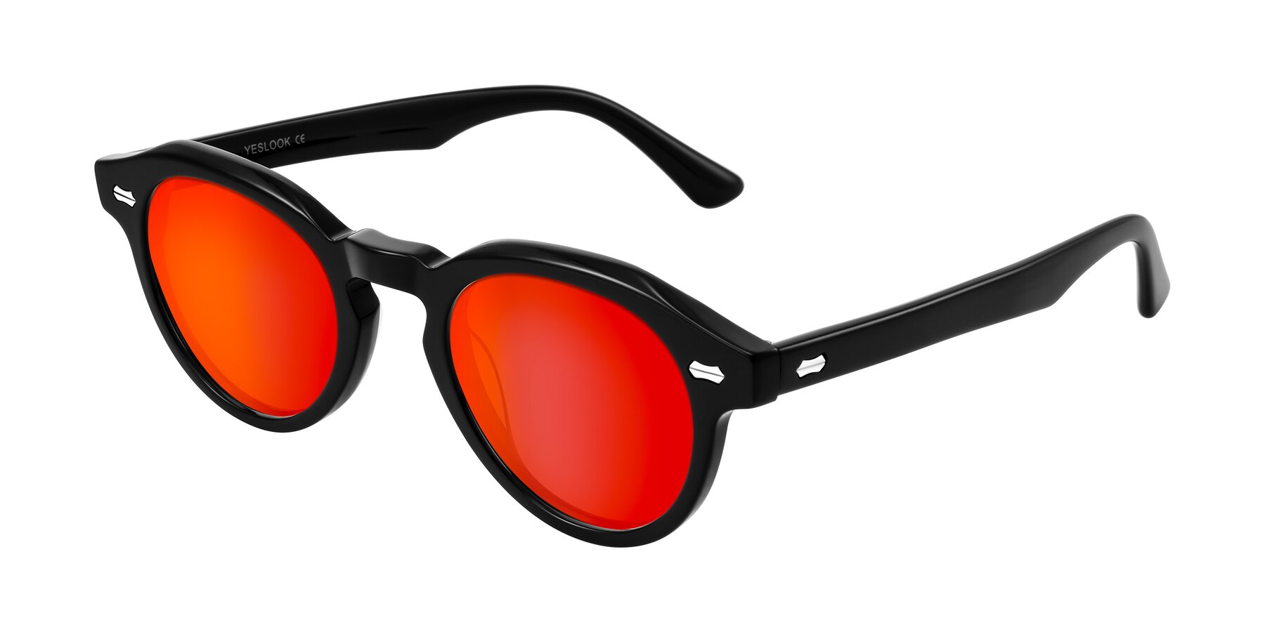 Angle of Aloul in Black with Red Gold Mirrored Lenses