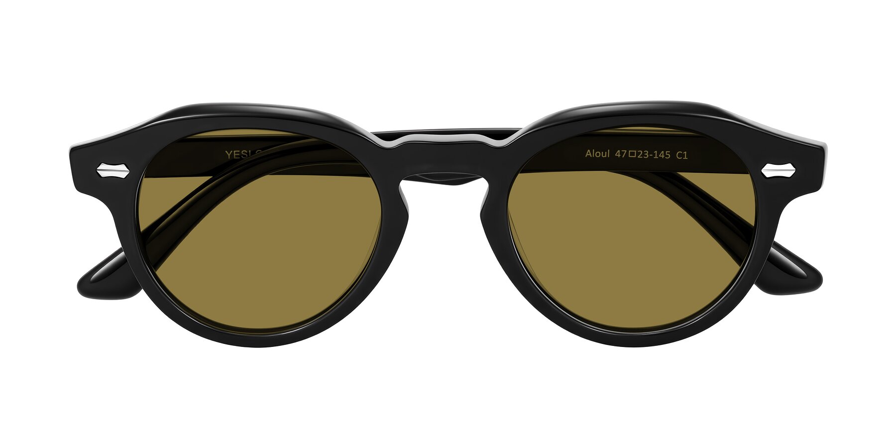 Folded Front of Aloul in Black with Brown Polarized Lenses