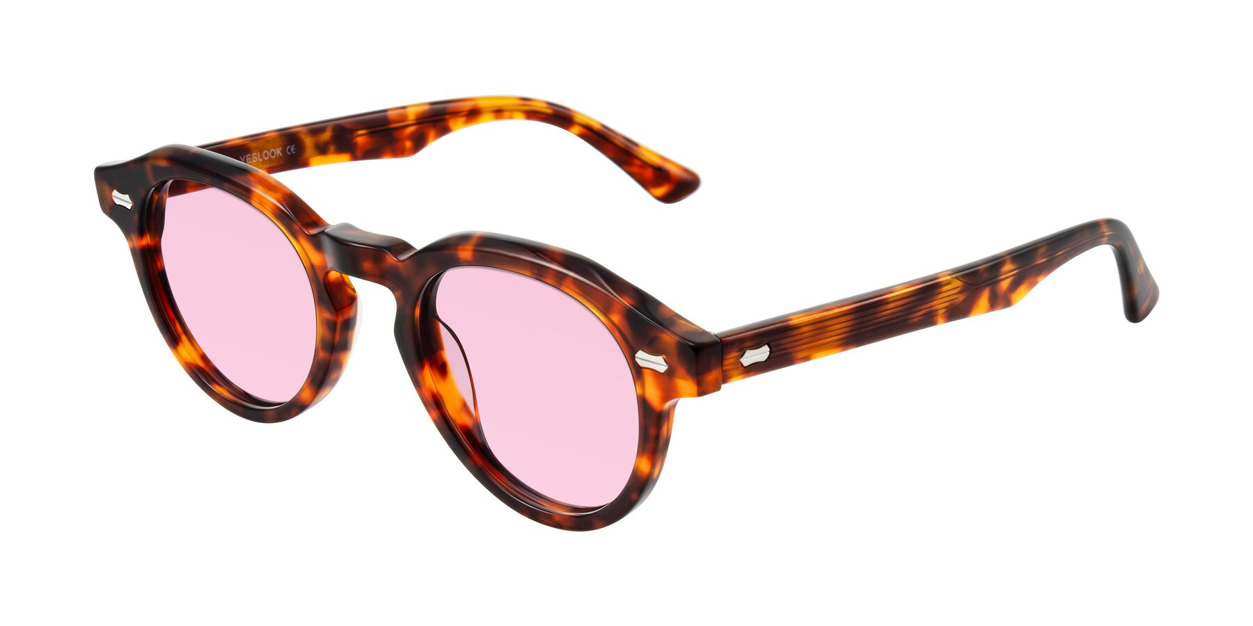 Angle of Aloul in Tortoise with Light Pink Tinted Lenses