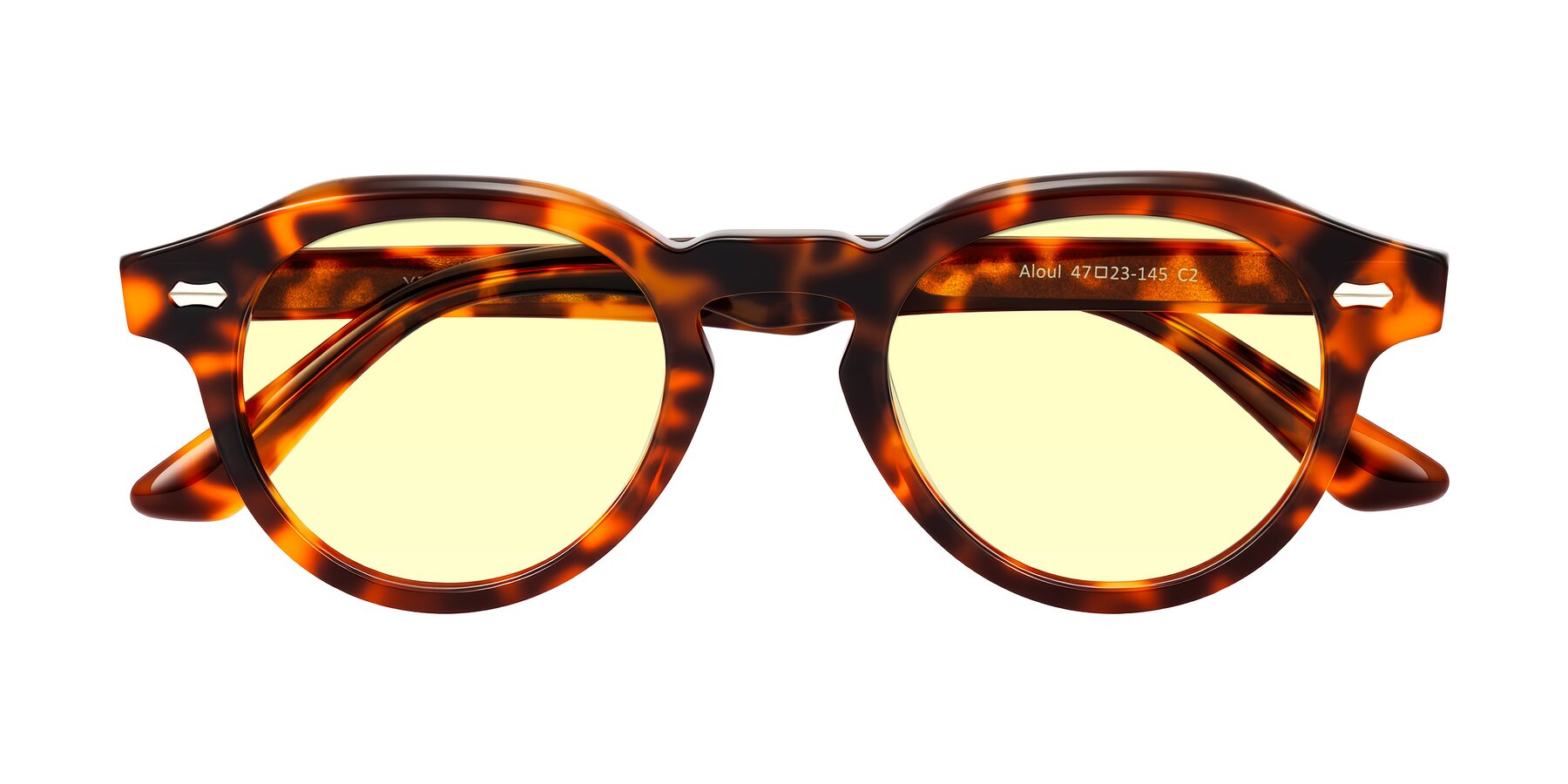 Folded Front of Aloul in Tortoise with Light Yellow Tinted Lenses
