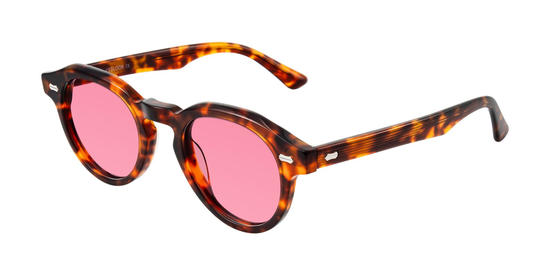 Angle of Aloul in Tortoise with Pink Tinted Lenses