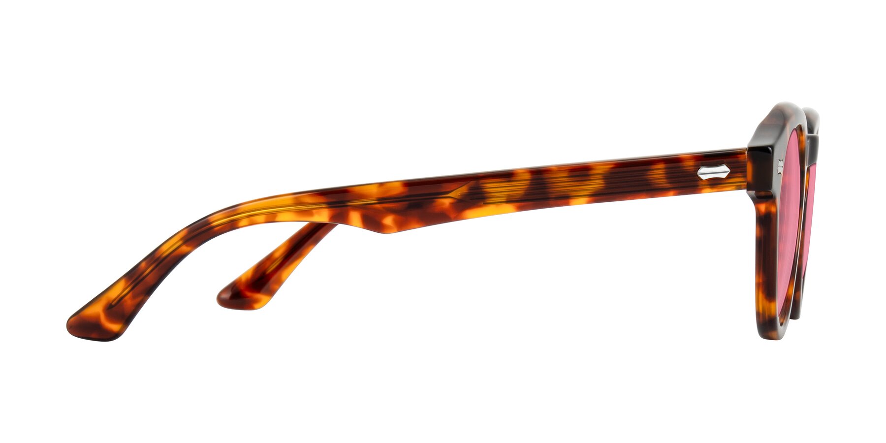 Side of Aloul in Tortoise with Pink Tinted Lenses