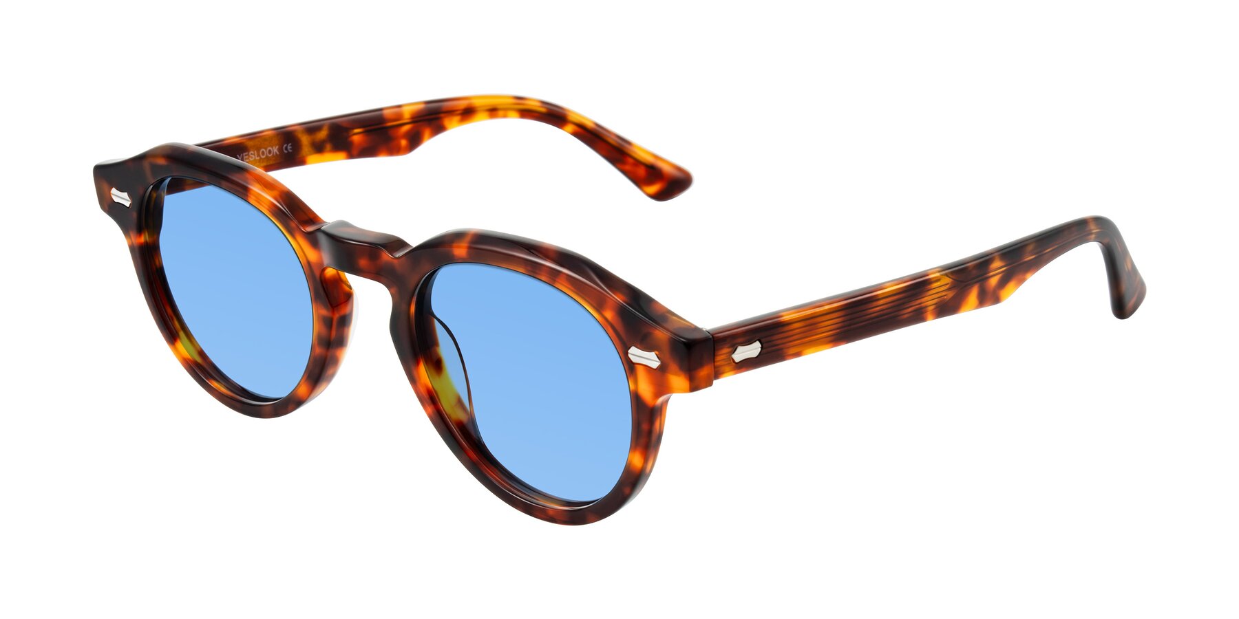 Angle of Aloul in Tortoise with Medium Blue Tinted Lenses