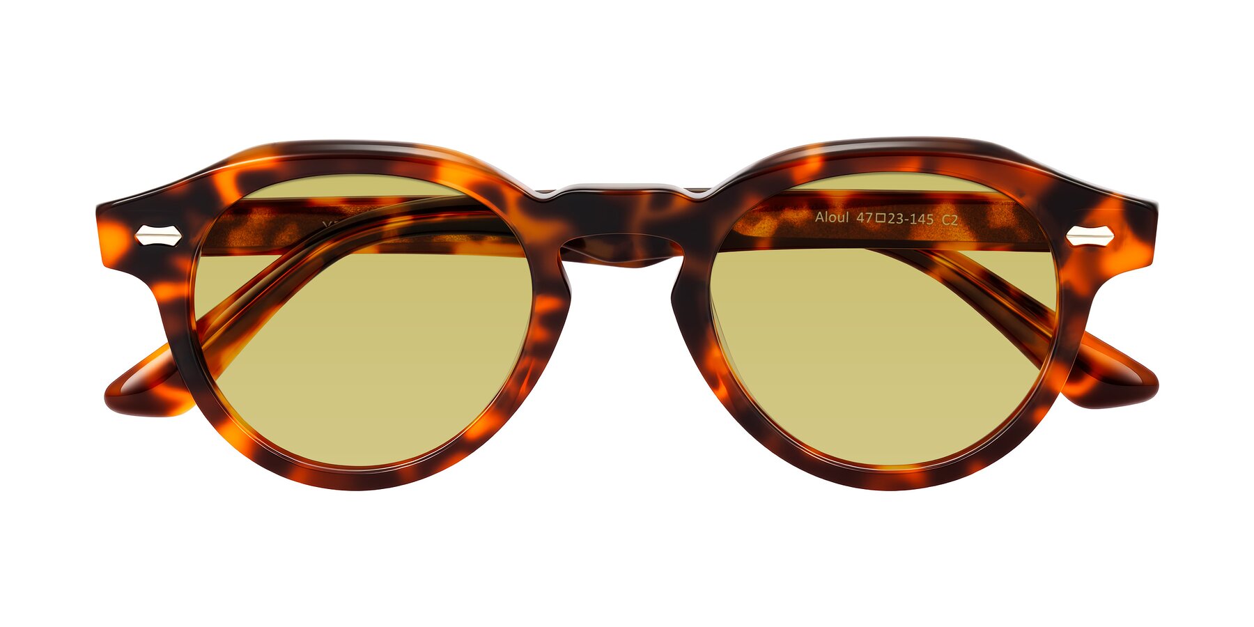 Folded Front of Aloul in Tortoise with Medium Champagne Tinted Lenses