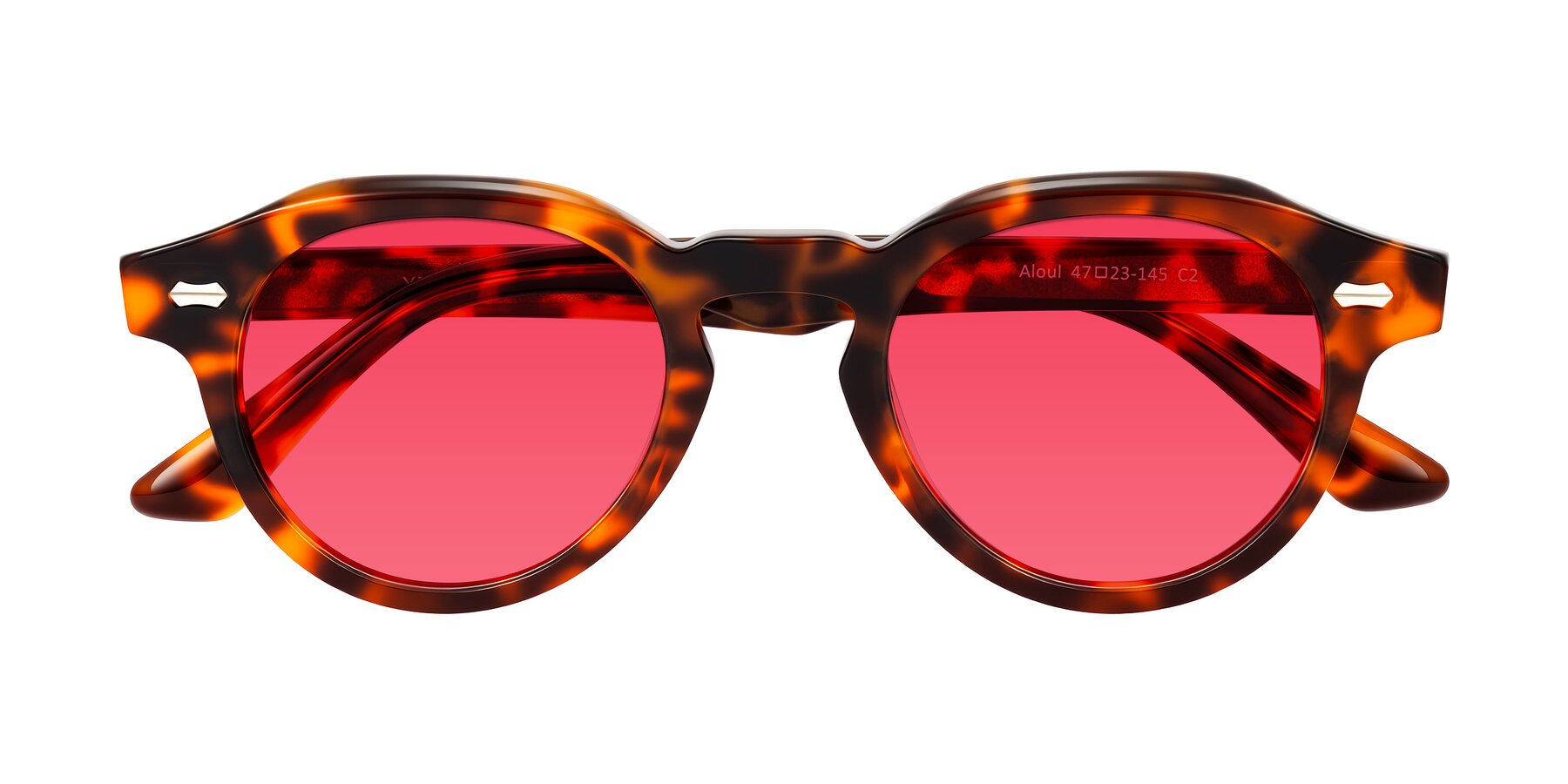 Folded Front of Aloul in Tortoise with Red Tinted Lenses