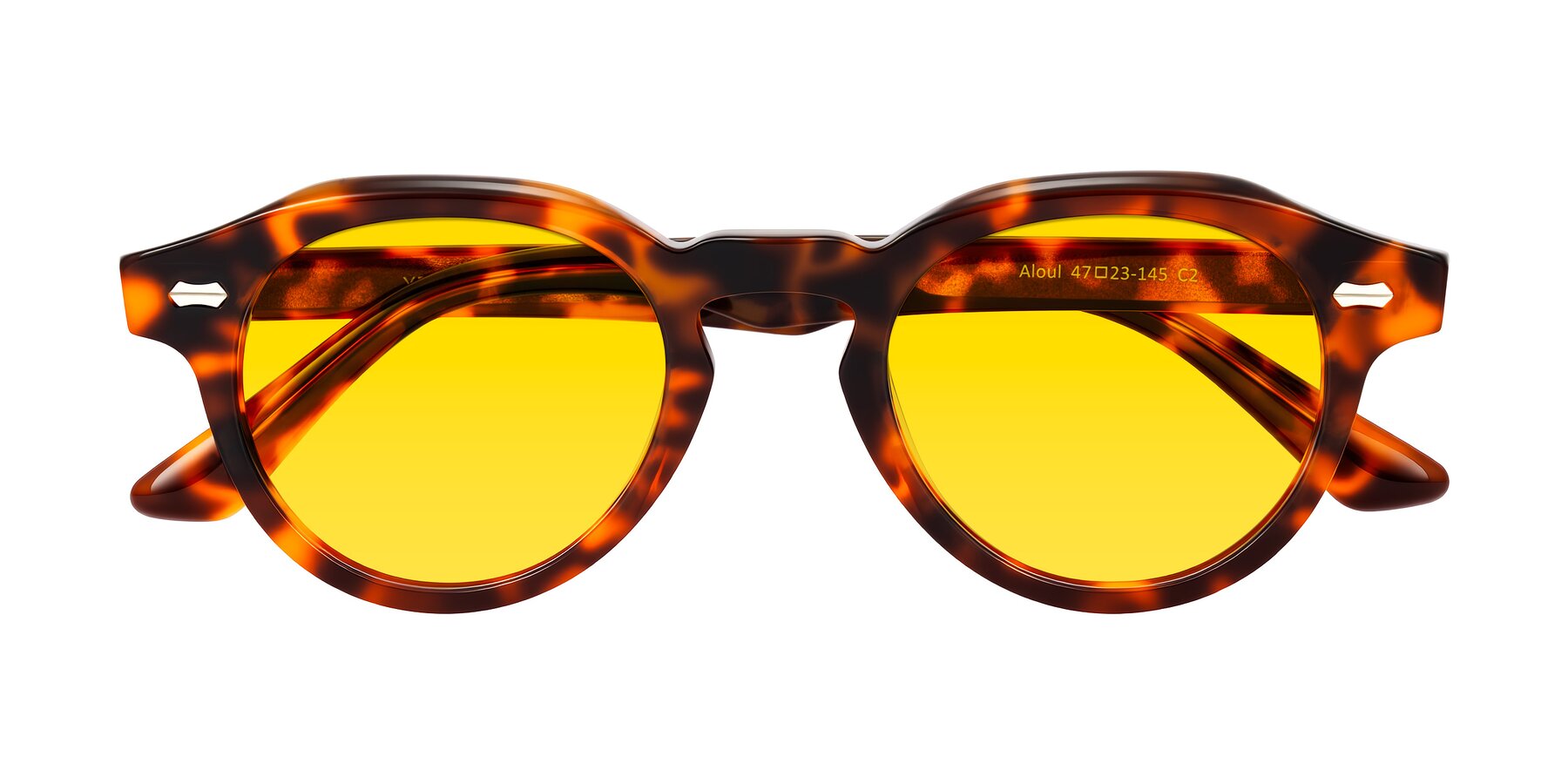 Folded Front of Aloul in Tortoise with Yellow Tinted Lenses