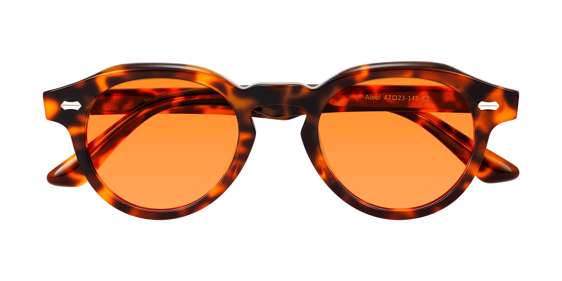 Folded Front of Aloul in Tortoise with Orange Tinted Lenses