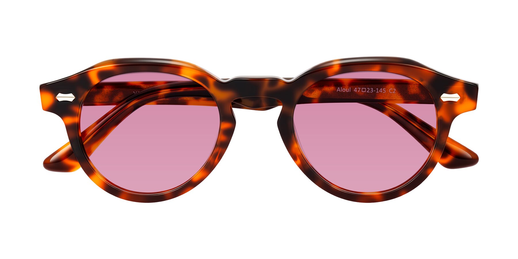 Folded Front of Aloul in Tortoise with Medium Wine Tinted Lenses