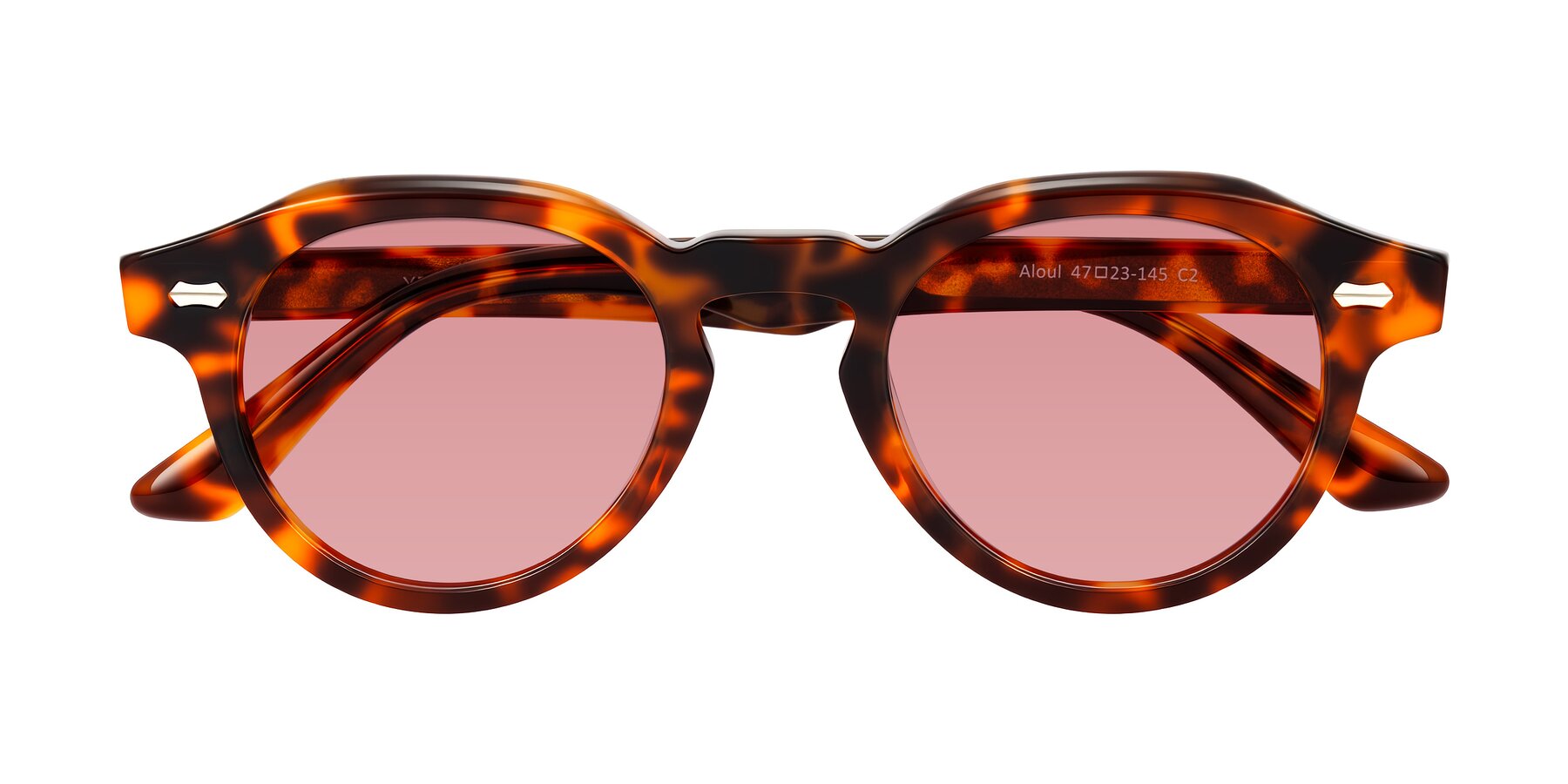Folded Front of Aloul in Tortoise with Medium Garnet Tinted Lenses