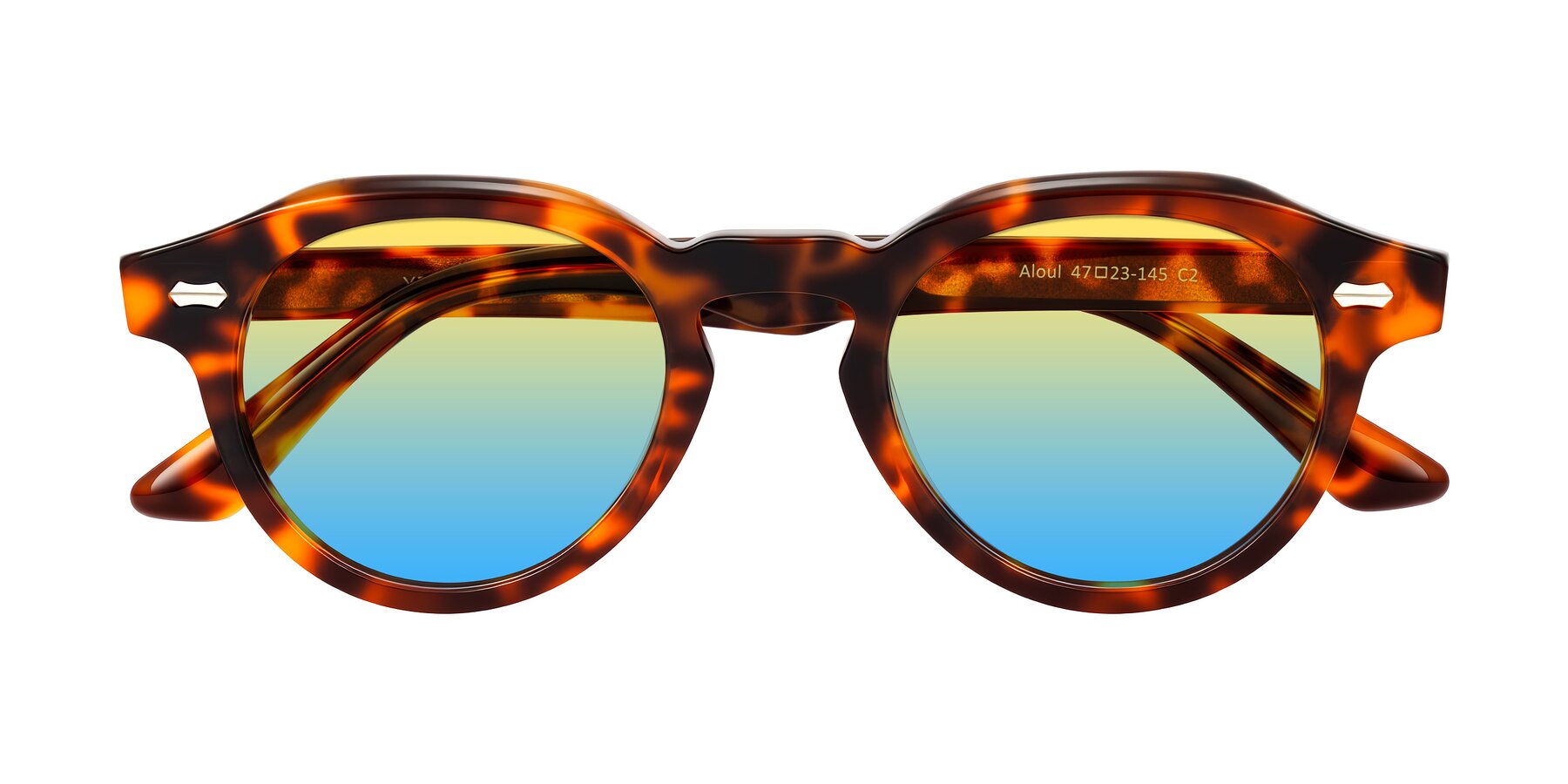 Folded Front of Aloul in Tortoise with Yellow / Blue Gradient Lenses