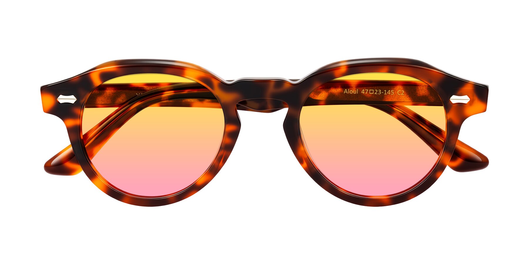 Folded Front of Aloul in Tortoise with Yellow / Pink Gradient Lenses