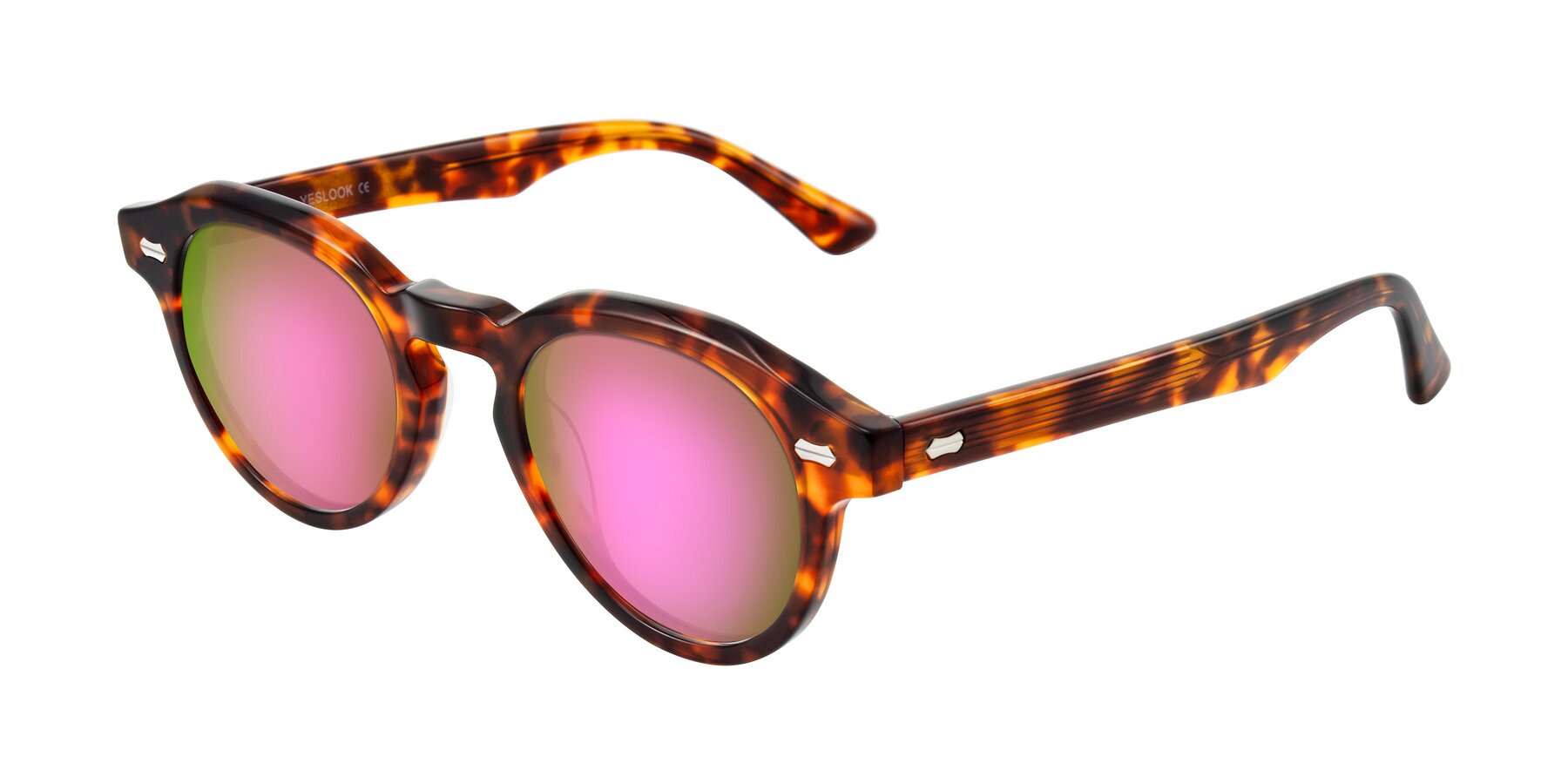 Angle of Aloul in Tortoise with Pink Mirrored Lenses