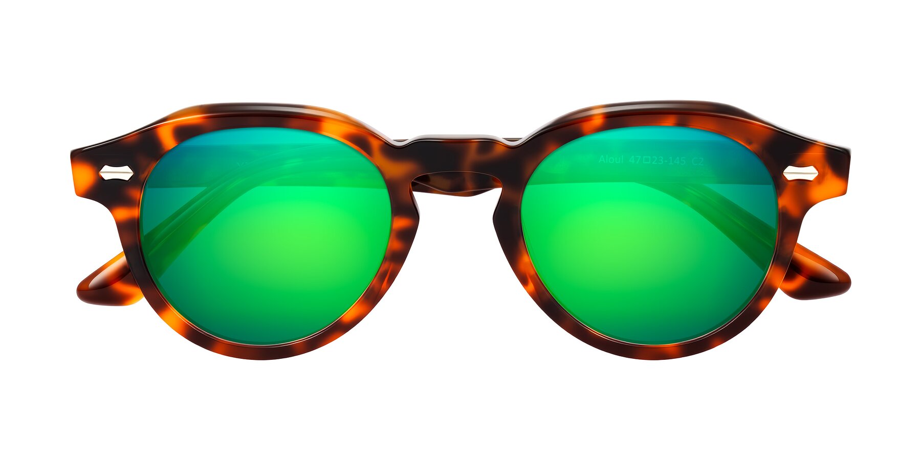 Folded Front of Aloul in Tortoise with Green Mirrored Lenses