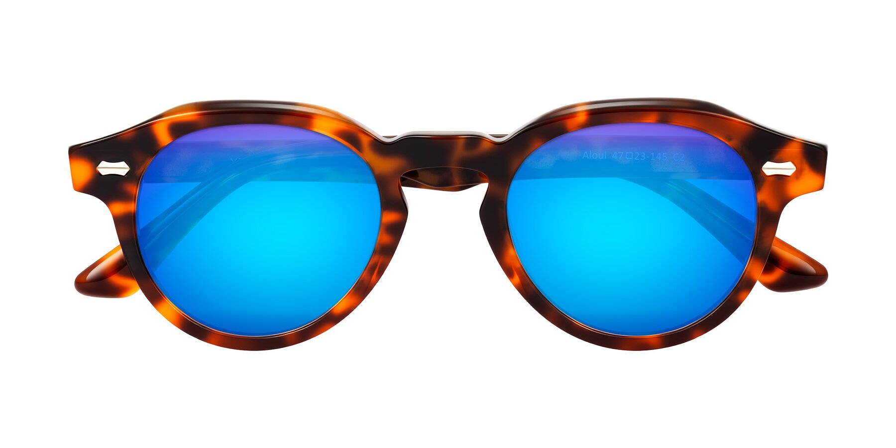 Folded Front of Aloul in Tortoise with Blue Mirrored Lenses