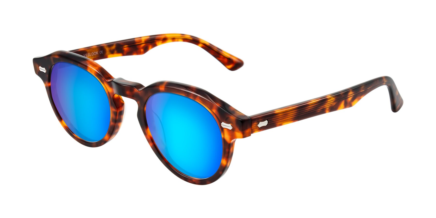 Angle of Aloul in Tortoise with Blue Mirrored Lenses