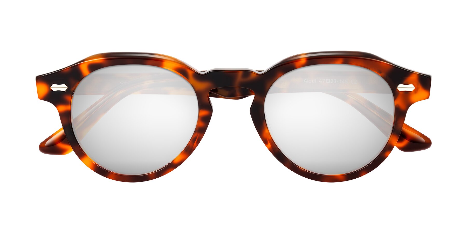 Folded Front of Aloul in Tortoise with Silver Mirrored Lenses