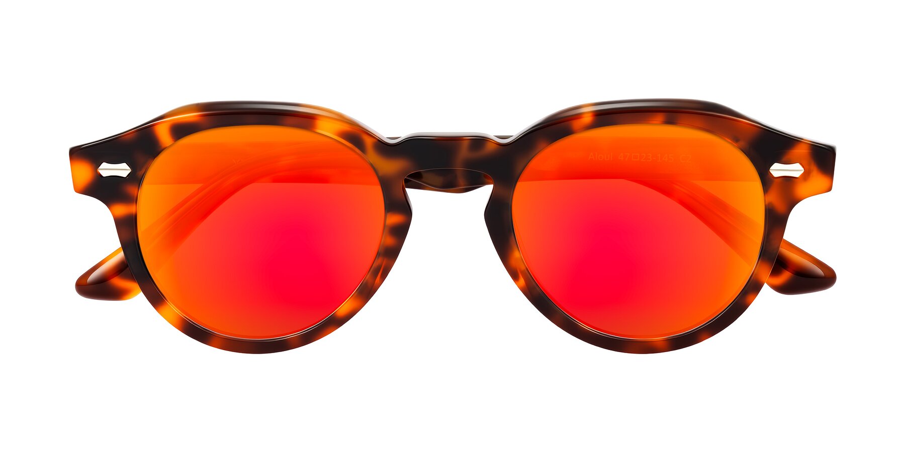 Folded Front of Aloul in Tortoise with Red Gold Mirrored Lenses