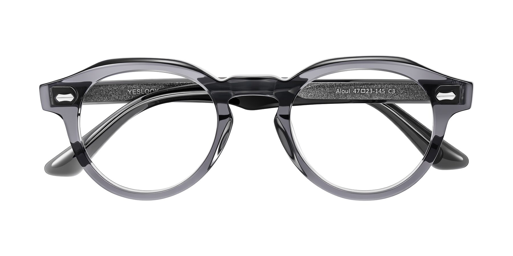 Folded Front of Aloul in Gray with Clear Eyeglass Lenses