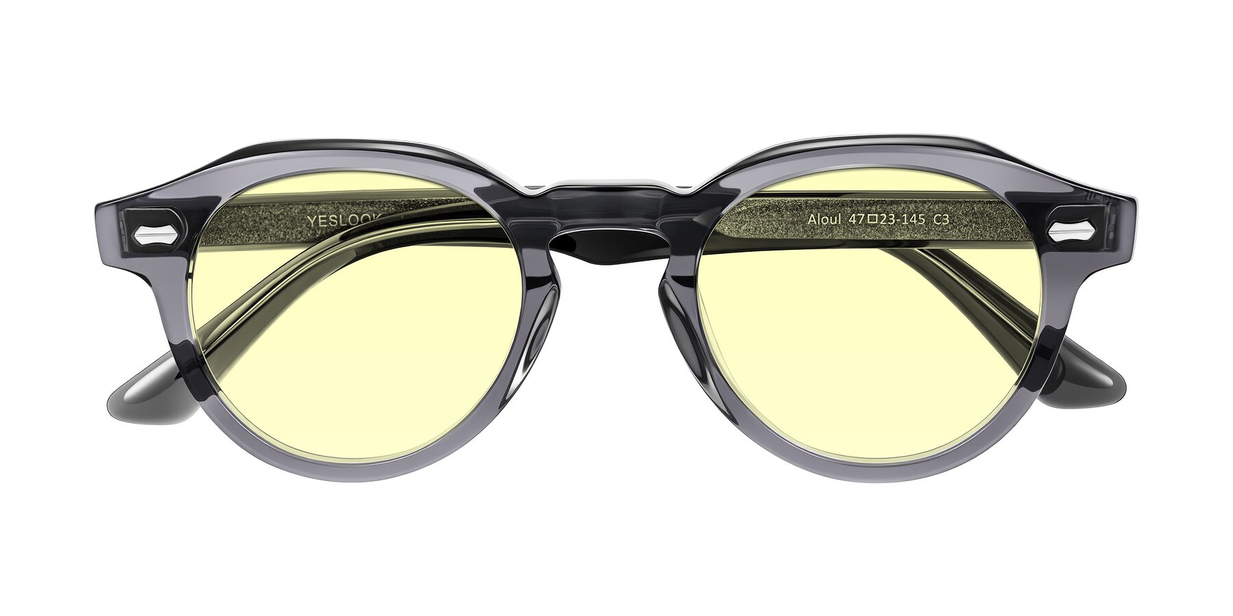 Folded Front of Aloul in Gray with Light Yellow Tinted Lenses