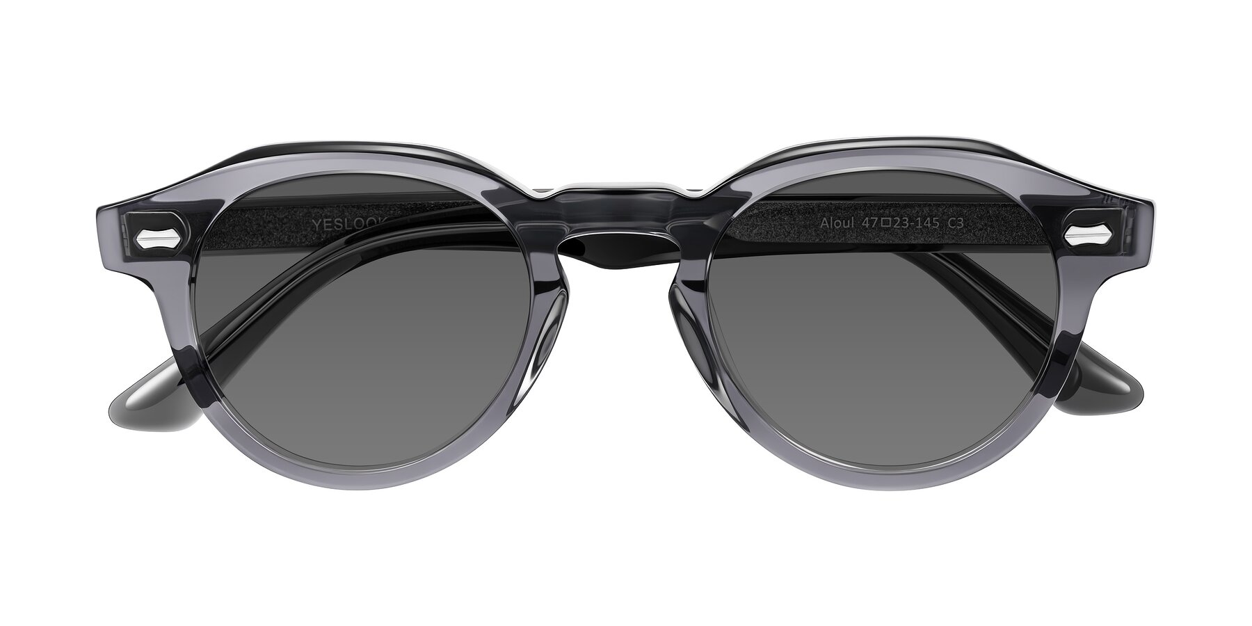 Folded Front of Aloul in Gray with Medium Gray Tinted Lenses