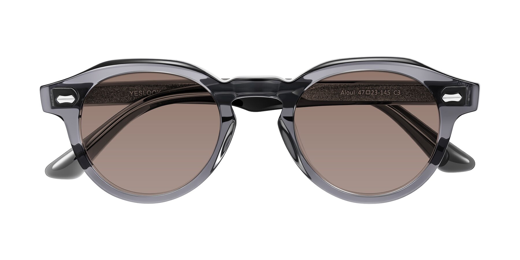 Folded Front of Aloul in Gray with Medium Brown Tinted Lenses