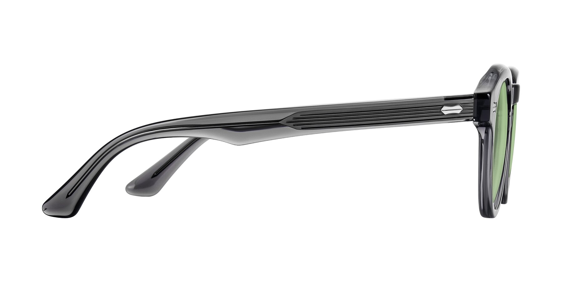 Side of Aloul in Gray with Medium Green Tinted Lenses